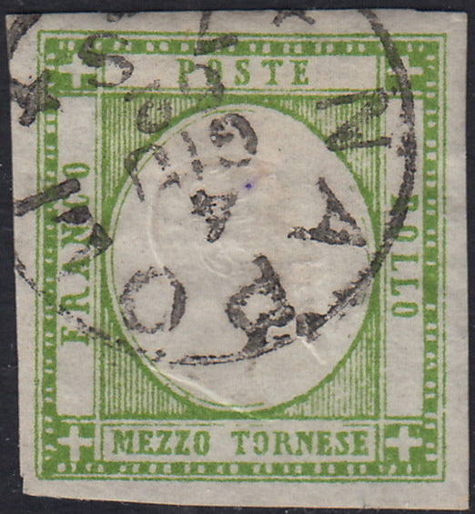 Lotto 180 - Province Napoletane, 1/2 tornese verde giallo usato (17e).