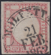 Lotto 189 - Province Napoletane, 5 grana roa lilla usato (21b). Firma Alberto Diena.