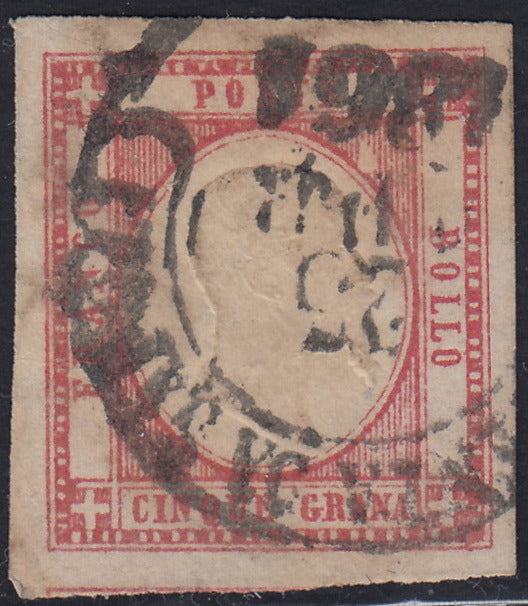 Lotto 191 - Province Napoletane, 5 grana rosa usato (21e). Firma Silvano Sorani