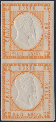 Lotto 194 - Province Napoletane, 10 grana arancio coppia verticale nuova gomma integra (22).