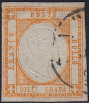 Lotto 195 - Province Napoletane, 10 grana arancio usato (22).