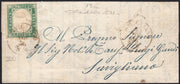 Lotto 1 - IV emissione c. 5 verde pisello tiratura 1855 isolato su lettera per città (13c)