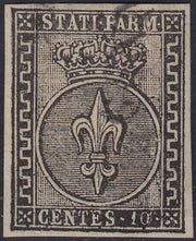 Lotto 206 - Ducato di Parma, I emissione c. 10 bianco usato (2)