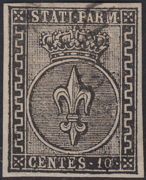 Lotto 206 - Ducato di Parma, I emissione c. 10 bianco usato (2)