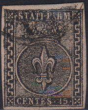 Lotto 212 - Ducato di Parma, I emissione c. 15 bianco rosaceo usato (3aa)