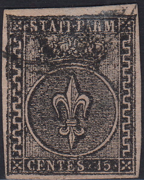 Lotto 212 - Ducato di Parma, I emissione c. 15 bianco rosaceo usato (3aa)