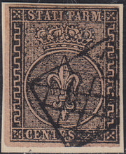 Lotto 213 - Ducato di Parma, I emissione c. 25 violetto chiaro usato (4)