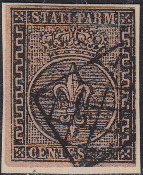 Lotto 213 - Ducato di Parma, I emissione c. 25 violetto chiaro usato (4)