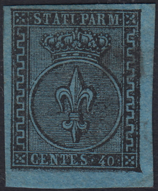 Lotto 214 - Ducato di Parma, I emissione c. 40 azzurro usato (5)