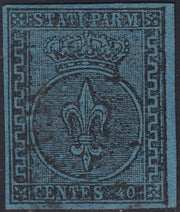 Lot 215 - Duchy of Parma, first issue c. 40 light blue used (5)