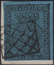 Lot 215 - Duchy of Parma, first issue c. 40 light blue used (5)