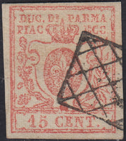 Lot 215 - Duchy of Parma, first issue c. 40 light blue used (5)