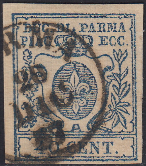 Lotto 224 - 1857 - Ducato di Parma, III emissione c. 40 azzurro usato (11)