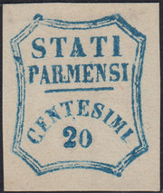 Lot 215 - Duchy of Parma, first issue c. 40 light blue used (5)
