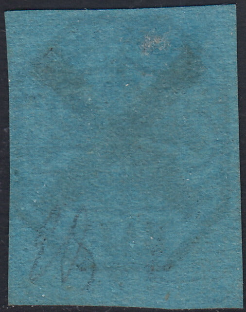 Lotto 248 - 1852 - Stato Pontificio 7 baj azzurro usato con muto a croce di Ferrara (8)
