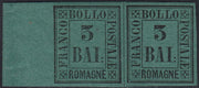 Lotto 267 - 1859 - Romagne, 3 baj verde scuro coppia orizzontale nuova con gomma originale (4)