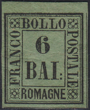 Lotto 270 - 1859 - Romagne, 6 baj verde giallo nuovo con gomma originale (7)