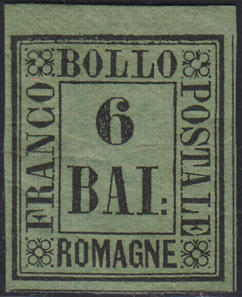 Lotto 270 - 1859 - Romagne, 6 baj verde giallo nuovo con gomma originale (7)