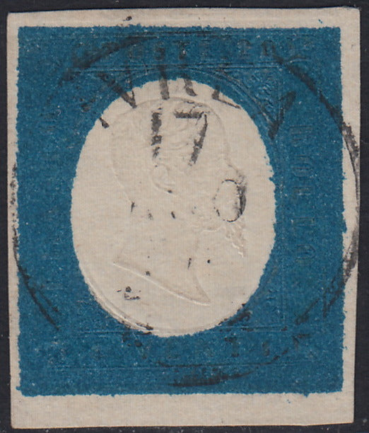 Lot 215 - Duchy of Parma, first issue c. 40 light blue used (5)
