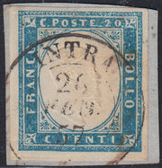 Lotto 292 - 1855 - Sardegna IV emissone c. 20 celeste I tavola usato (15f)