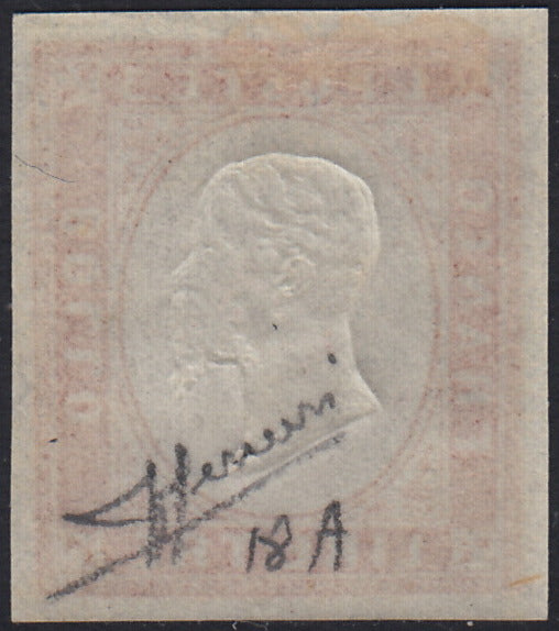 Lotto 299 - 1861 - Sardegna IV emissone L. 3 rame vivo nuovo con gomma originale (18A)