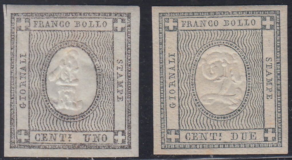 EB80 - 1861 - Embossed Cifra, c. 1 gray-black block of four, mint with original gum (19)