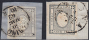 Lotto 312 - 1861 - Cifra a rilievo, c. 1 grigio chiaro + c. 2 grigio verdastro usati su frammento (19d, 20b)