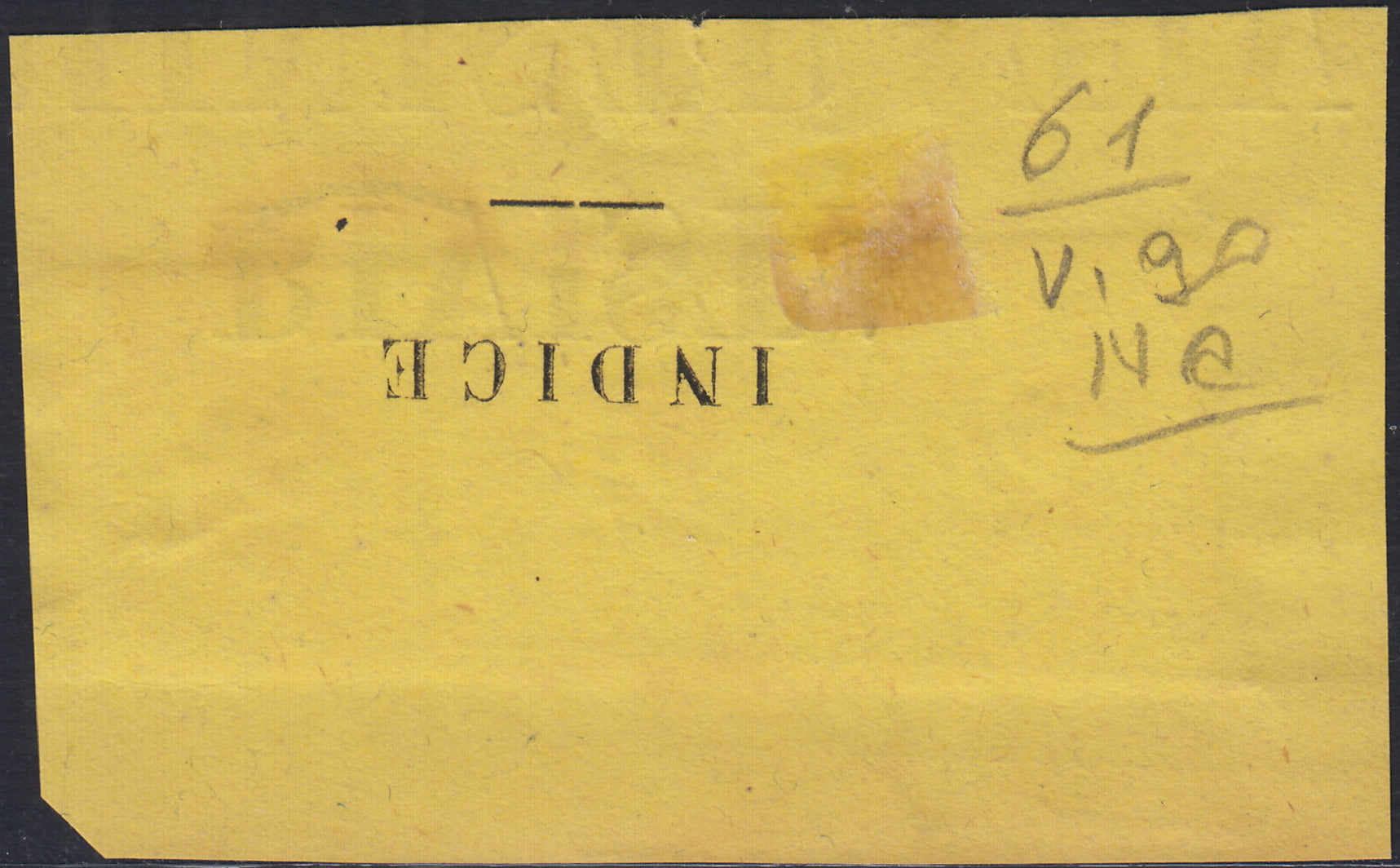 Lotto 314 - 1861 - Cifra a rilievo, c. 2 grigio verdastro striscia di 3 usata su frammento (20b)