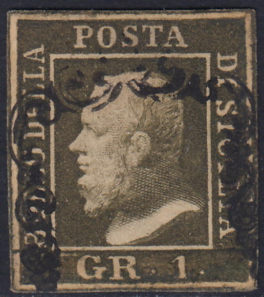 EB80 - 1861 - Embossed Cifra, c. 1 gray-black block of four, mint with original gum (19)