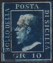 Lotto 341 - 1859 - Sicilia, 10 grana azzurro cupo usato (12)