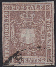 Lotto 373 - 1860 Governo Provvisorio di Toscana, c. 1 lilla usato (17a)