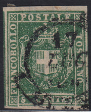 Lotto 374 - 1860 Governo Provvisorio di Toscana, c. 5 verde usato (18)