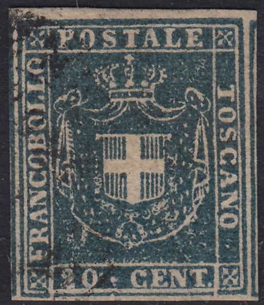 Lotto 379 - 1860 - Governo Provvisorio di Toscana, c. 20 azzurro usato (20)