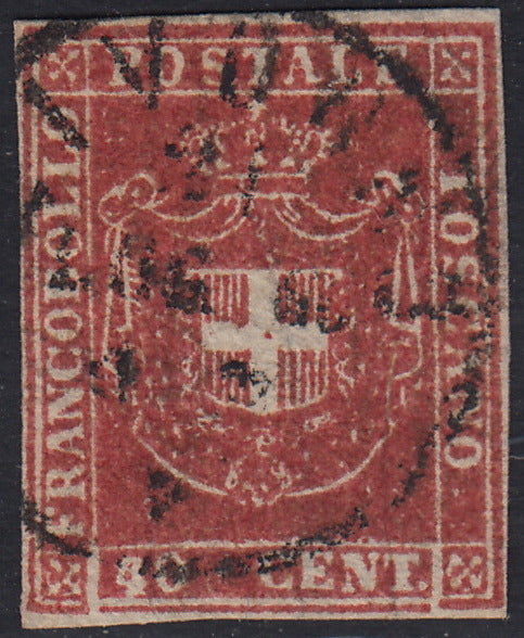 Lotto 380 - 1860 - Governo Provvisorio di Toscana, c. 40 carminio usato (21)