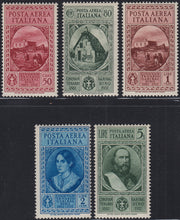 Lotto 387 - 1932 - Garibaldi, Posta Aerea serie completa di cinque valori (senza Areoespressi) nuova con gomma integra (A32/A36)