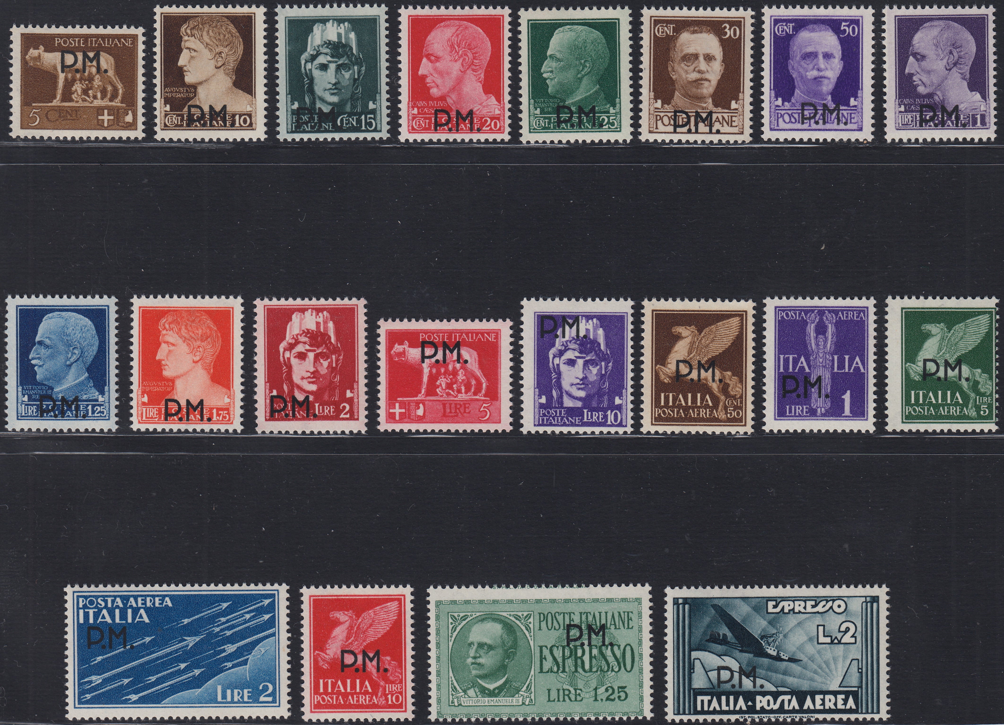 Lotto 389 - 1942 - Emissione per uso militare, serie completa di 20 valori nuova con gomma integra (1/20)