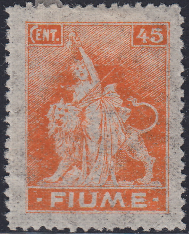 Lotto 392 - 1919 - Allegorie, carta tipo "B", c. 45 arancio bistro nuovo con gomma originale (B41)