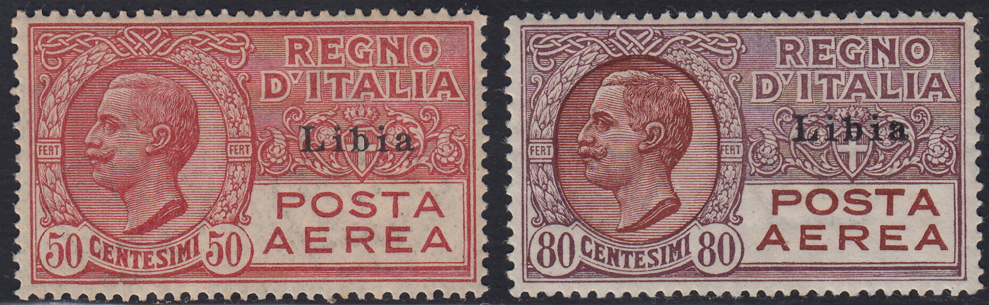 Lotto 425 - 1928/29 - Posta Aerea Italiana soprastampata LIBIA, serie di due valori nuovi gomma integra (1/2).