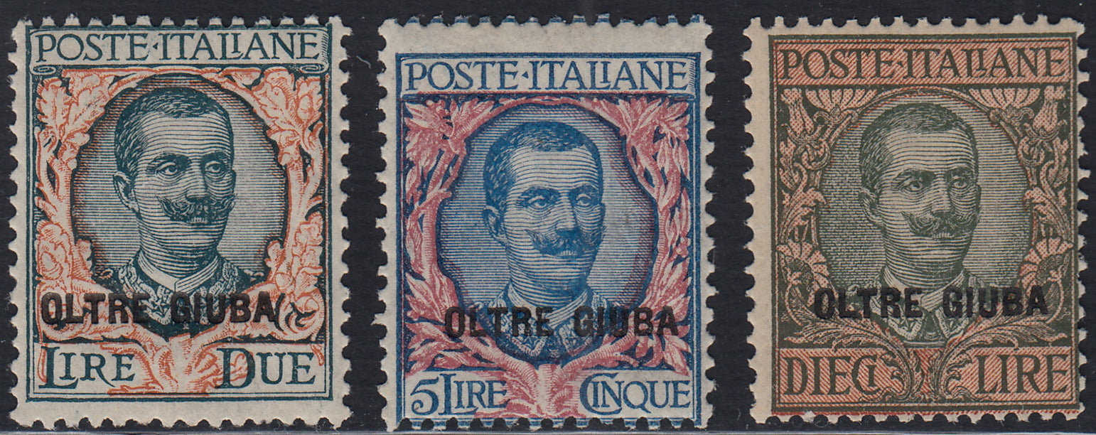 Lotto 426 - 1925 - Francobolli d'Italia soprastampati "Oltre Giuba", i tre alti valori nuovi con gomma integra (13/15)