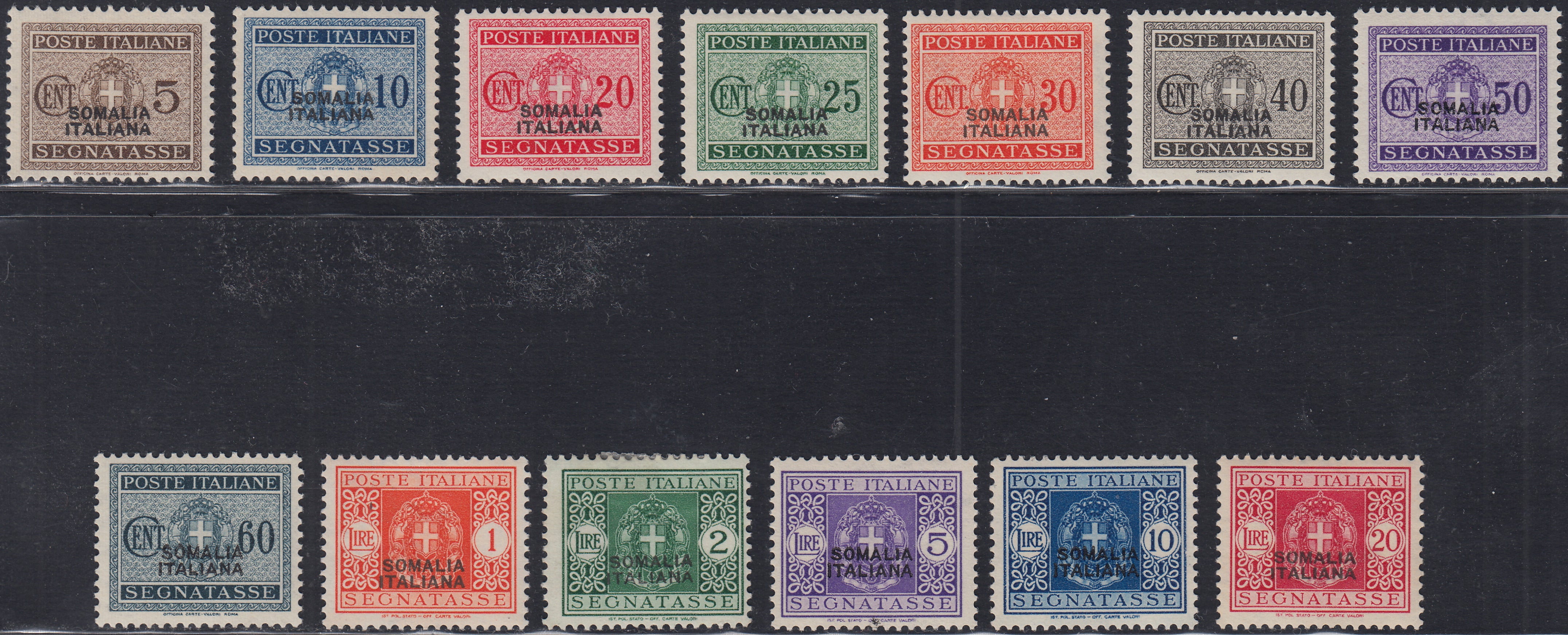 Lotto 433 - 1934 - Segnatasse d'Italia soprastampate SOMALIA ITALIANA, serie di 13 valori nuovi con gomma originale (52/64).