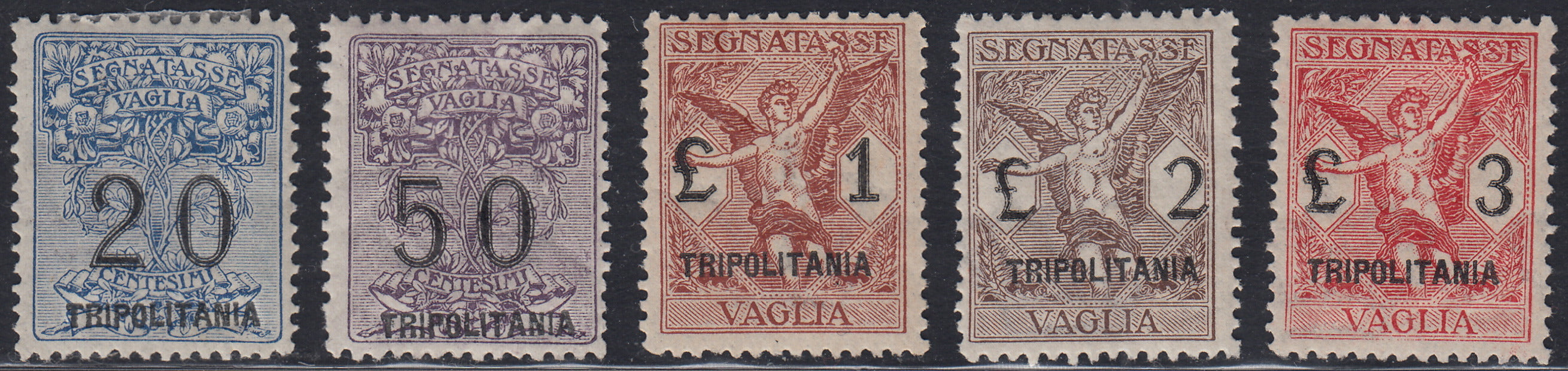 Lotto 434 - 1924 - Segnatasse per Vaglia, serietta di cinque valori (senza il c. 40 verde) nuova gomma originale (1, 3/6)
