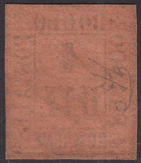 1859 - 4 baj fulvo usato con annullo a griglia (5)