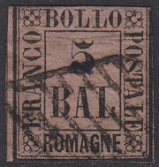 1859 - 5 baj violetto usato con annullo a griglia (6)