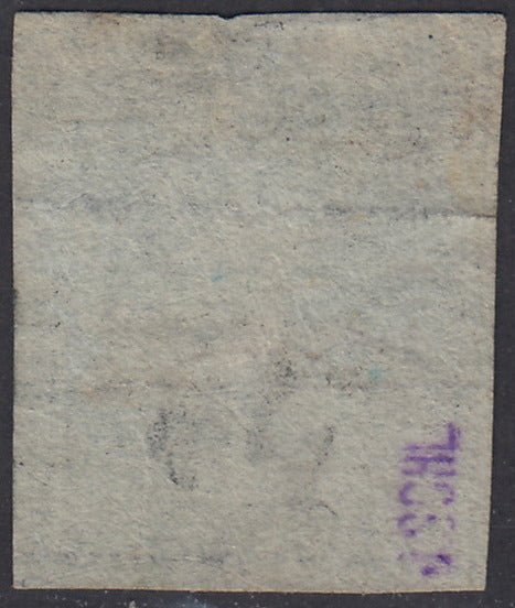 PV1518 - 1851 Leone di Marzocco, 1 quattrino nero su carta grigia e filigrana corona, usato (1)