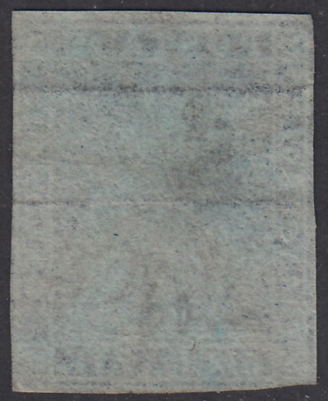 PV1660 - 1851 - Leone di Marzocco, 6 crazie azzurro scuro su carta azzurra e filigrana corona, usato (7c)