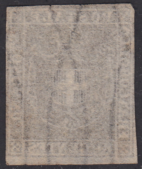 1860 - Scudo di Savoia sormontato da Corona Reale, c. 10 bruno scuro usato (19b).