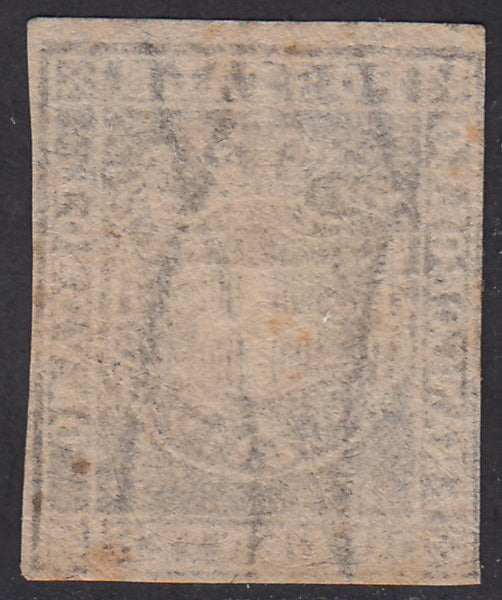 1860 - Scudo di Savoia sormontato da Corona Reale, c. 10 bruno lillaceo usato (19d).