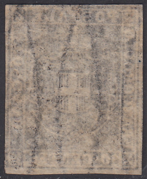 1860 - Scudo di Savoia sormontato da Corona Reale, c. 10 bruno cioccolato usato (19e).