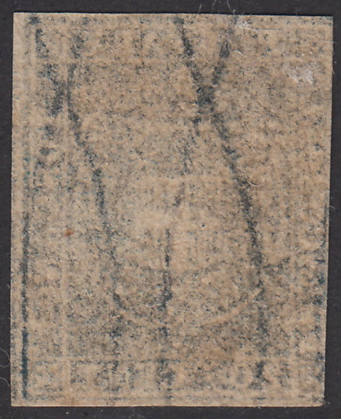 PV1895 - 1860 - Scudo di Savoia sormontato da Corona Reale, c. 20 azzurro grigio usato (20b).