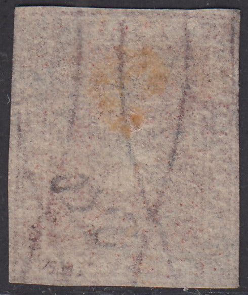 1860 - Scudo di Savoia sormontato da Corona Reale, c. 40 carminio rosa usato (21b).